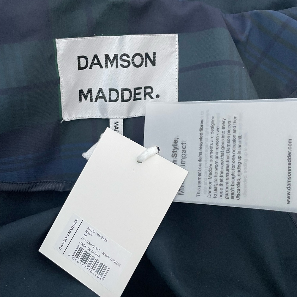 Liu Shower Proof Raincoat - Navy Check Damson Madder - Picture 7 of 7